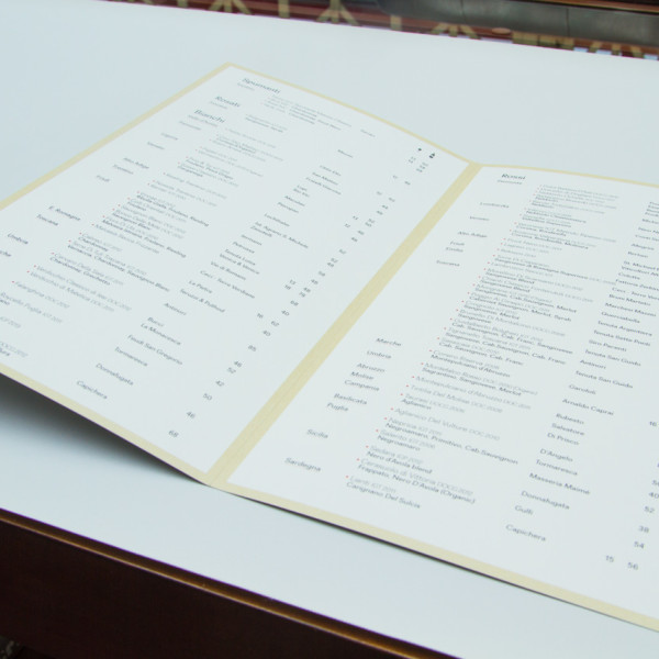 Menu printed by California Green Press
