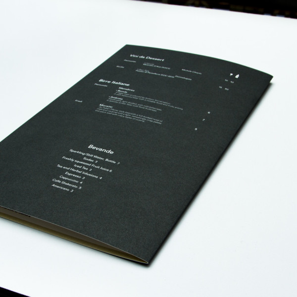 Menu printed by California Green Press