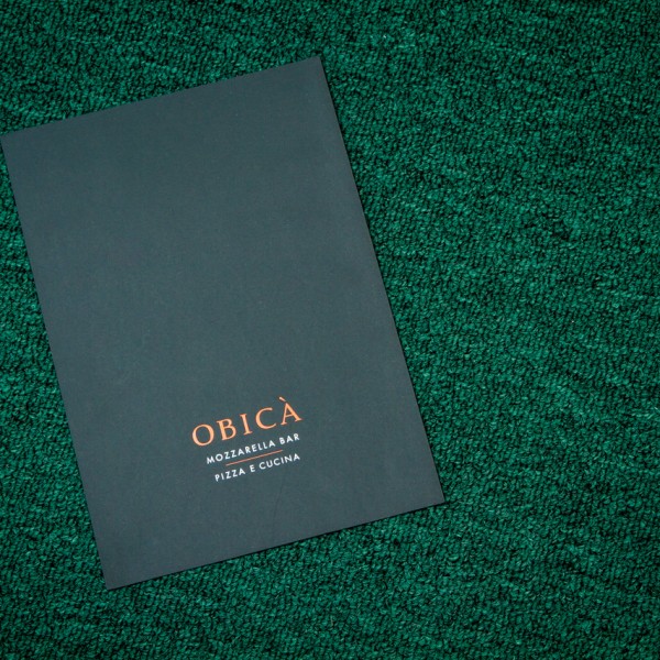 Obica menu printed by California Green Press