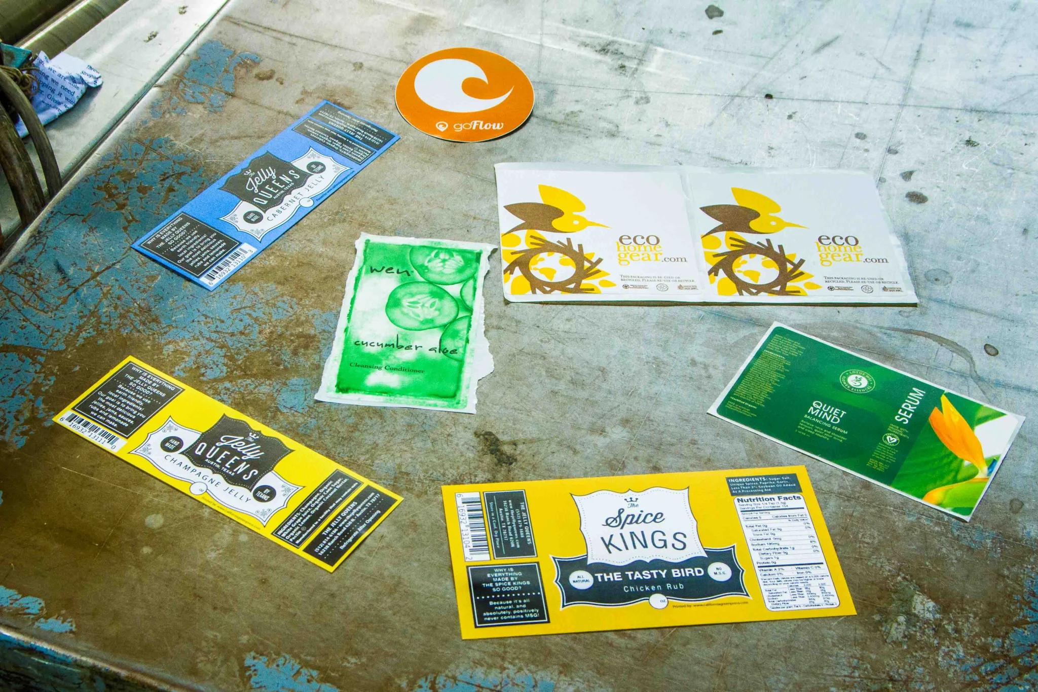 Labels and hand-tags printed by California Green Press